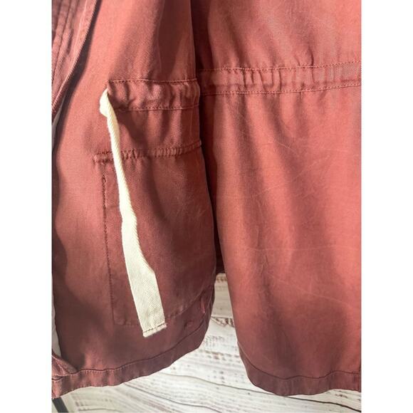 Ecru Women's Embroidered Drawstring Waist Cargo Utility Jacket Brick Size Medium - Picture 10 of 14